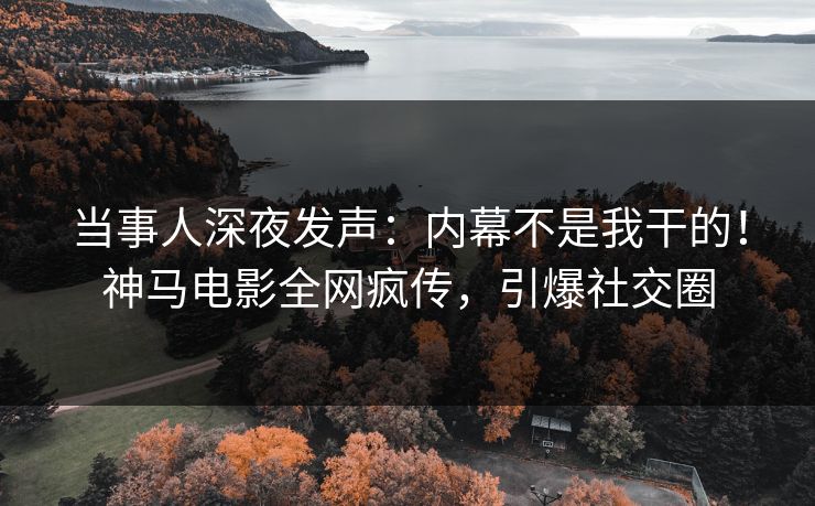 当事人深夜发声：内幕不是我干的！神马电影全网疯传，引爆社交圈