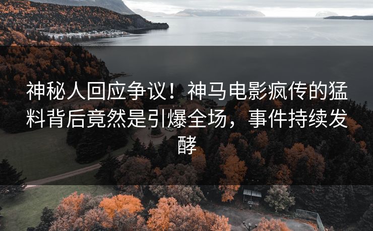 神秘人回应争议！神马电影疯传的猛料背后竟然是引爆全场，事件持续发酵